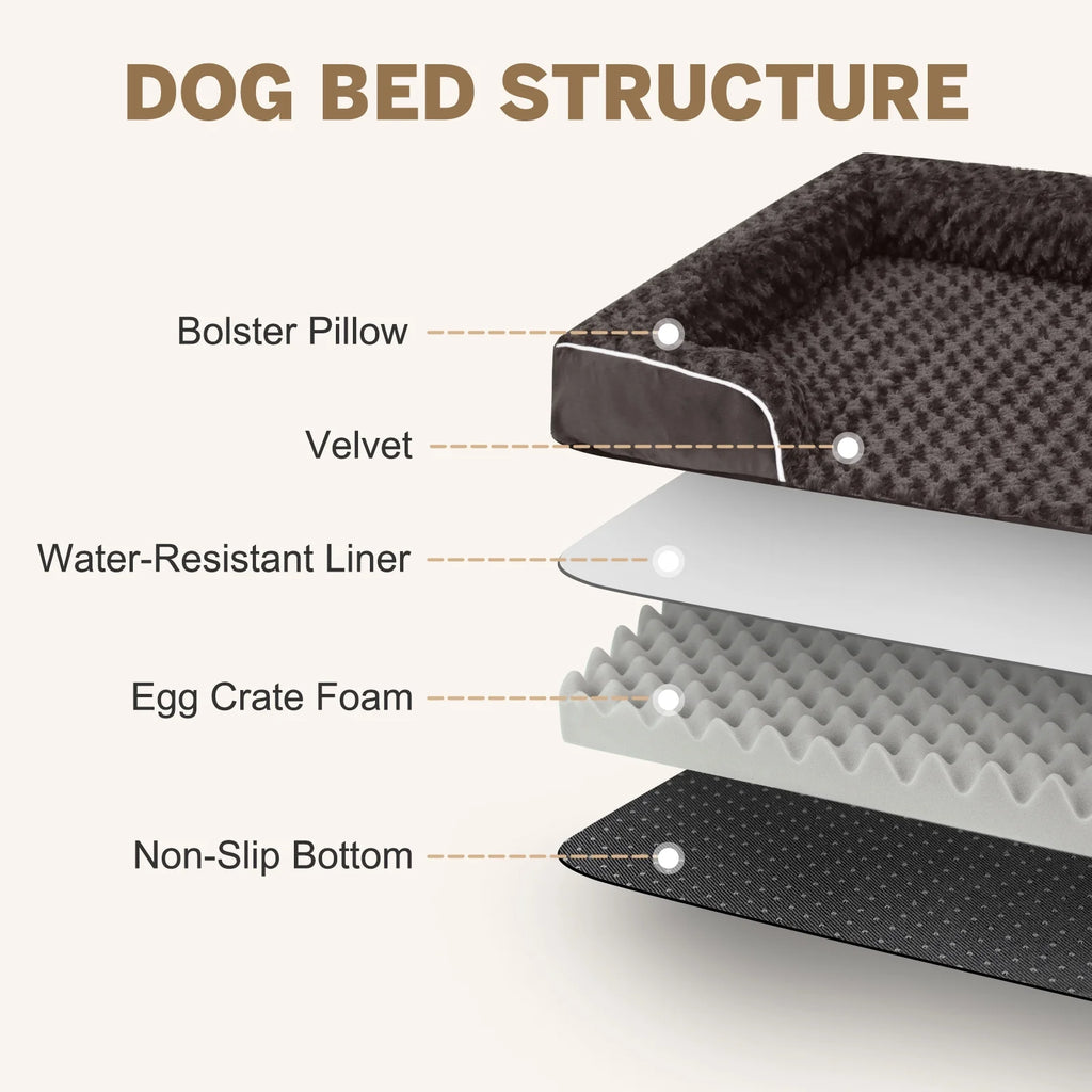 Dog Bed for Medium Small Dogs Waterproof Orthopedic Dog Sofa Bed Non Slip Pet Couch with Removable Washable Cover Supportive Foam M to XXL, Brown