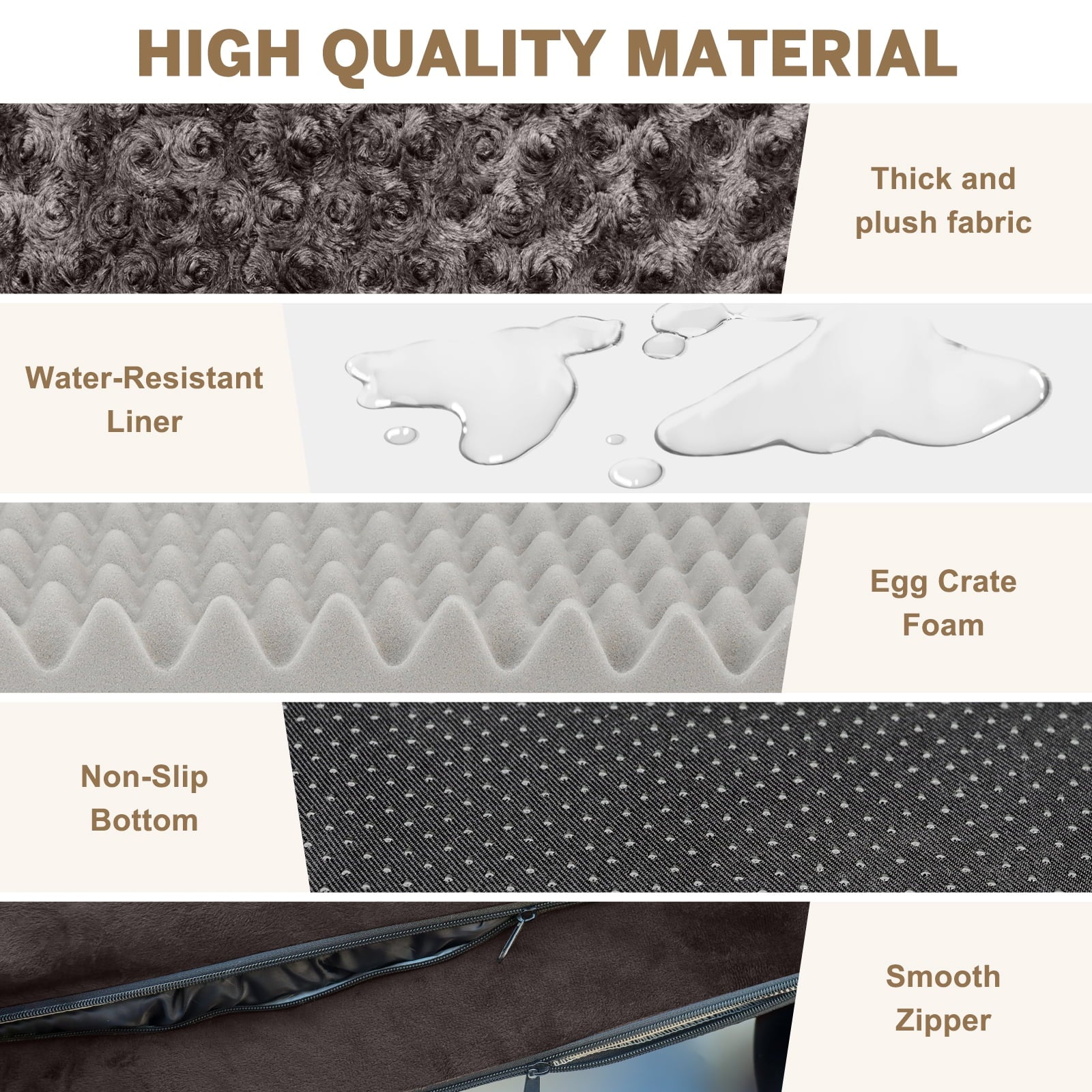 Dog Bed for Medium Small Dogs Waterproof Orthopedic Dog Sofa Bed Non Slip Pet Couch with Removable Washable Cover Supportive Foam M to XXL, Brown