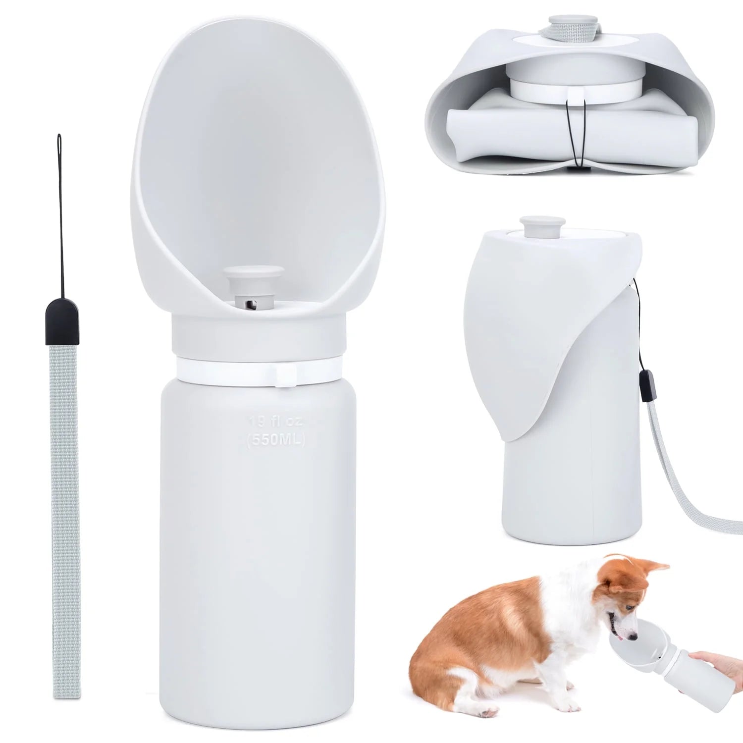 Dog Water Bottle, Leak Proof Travel Bottle for Dogs, Portable Dog Water Dispenser for Walking, Hiking, Travel (19Oz)